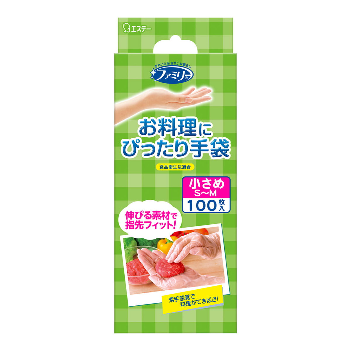 【送料込・まとめ買い×24個セット】エステー ファミリー お料理にぴったり手袋 小さめ SMサイズ 半透明 100枚入 使い捨て 食品衛生法適合|ケンコウlife