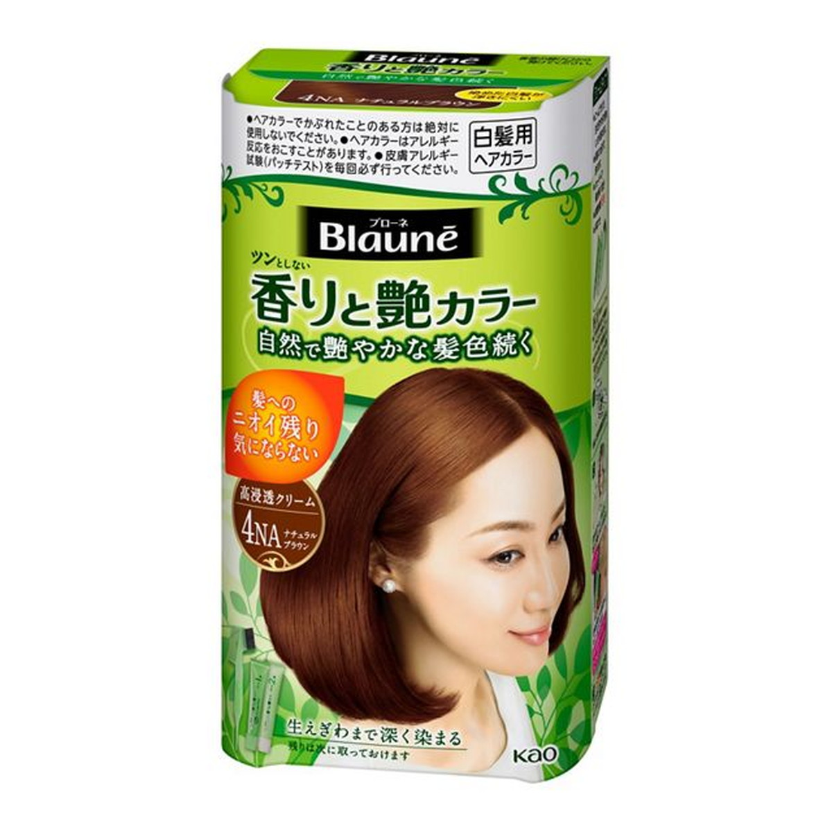 【送料込・まとめ買い×24個セット】花王 ブローネ 香りと艶カラークリーム 4NA ナチュラルブラウン 80g|ケンコウlife