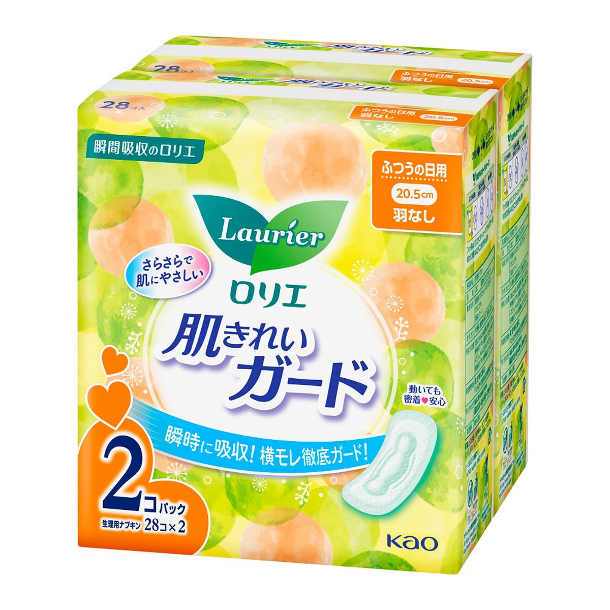 【送料込・まとめ買い×12個セット】花王 ロリエ 肌きれいガード 昼用 羽なし 28個入×2個パック