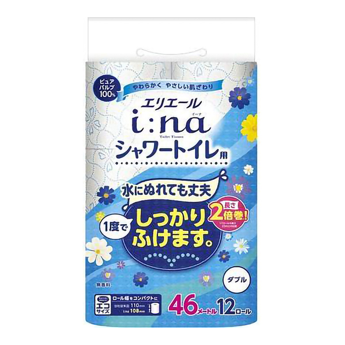 【送料込・まとめ買い×6個セット】大王製紙 エリエール i:na イーナ シャワートイレ用2倍巻12ロール ダブル トイレットペーパー