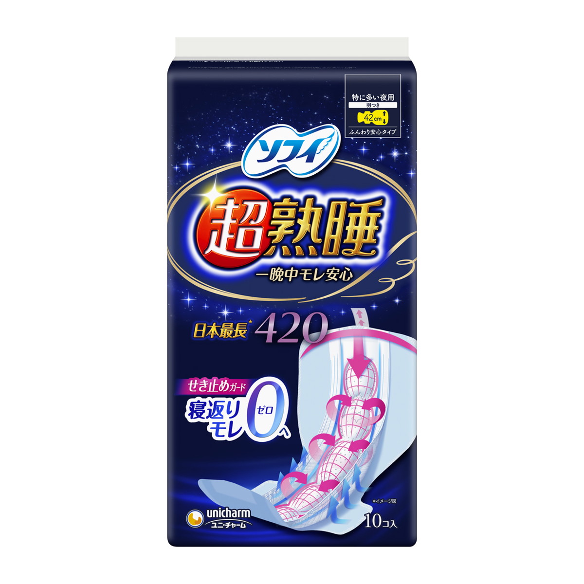 【送料込・まとめ買い&times;18個セット】ソフィ 超熟睡ガード420 ワイド 10枚入(4903111360987)多い夜でも超熟睡！1ケース販売｜ケンコウlife