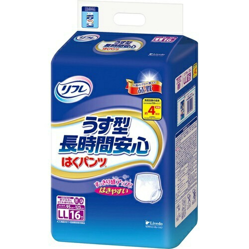 【送料込・まとめ買い×6個セット】リブドゥ リフレ はくパンツ うす型 長時間安心 LL 16枚入|ケンコウlife