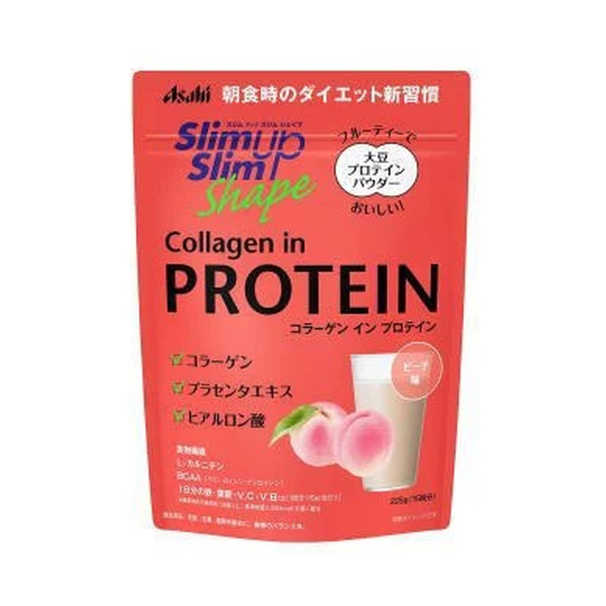 【送料込・まとめ買い×8個セット】アサヒ スリムアップスリム シェイプ コラーゲン イン プロテイン 225g 大豆プロテインパウダー