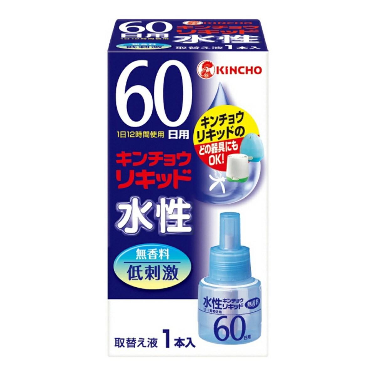 楽天市場 送料込 まとめ買い 8個セット 大日本除虫菊 Kincho 水性 キンチョウ リキッド コード式 蚊取り器 60日 取替液 1本入 無香料 低刺激 ケンコウlife