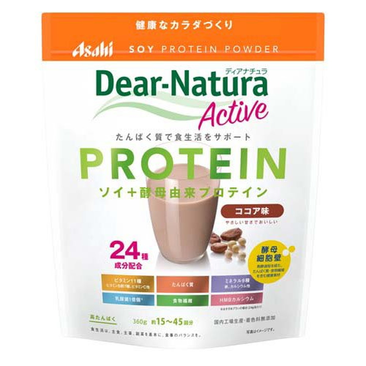 【送料込・まとめ買い×4個セット】アサヒグループ食品 ディアナチュラ アクティブ ソイプロテイン ココア味 360g