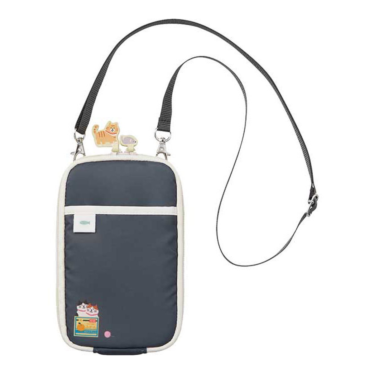 【×2個 配送おまかせ】LIHITLAB リヒトラブ にゃんシーン ショルダーポーチ A2225-24 チャコールブラック 猫柄