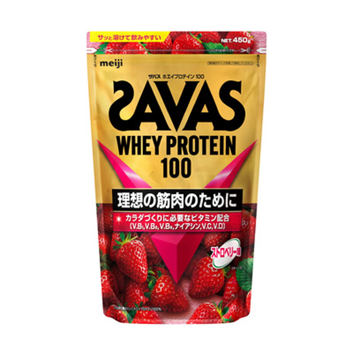 【送料込・まとめ買い×4個セット】ザバス ホエイプロテイン100 ストロベリー味 450g 明治|ケンコウlife