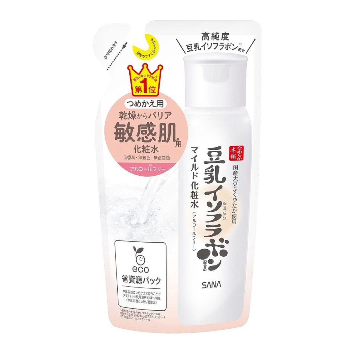 【送料込・まとめ買い×8個セット】常盤薬品工業 サナ なめらか本舗 豆乳イソフラボン マイルド化粧水 NC つめかえ用 180mL