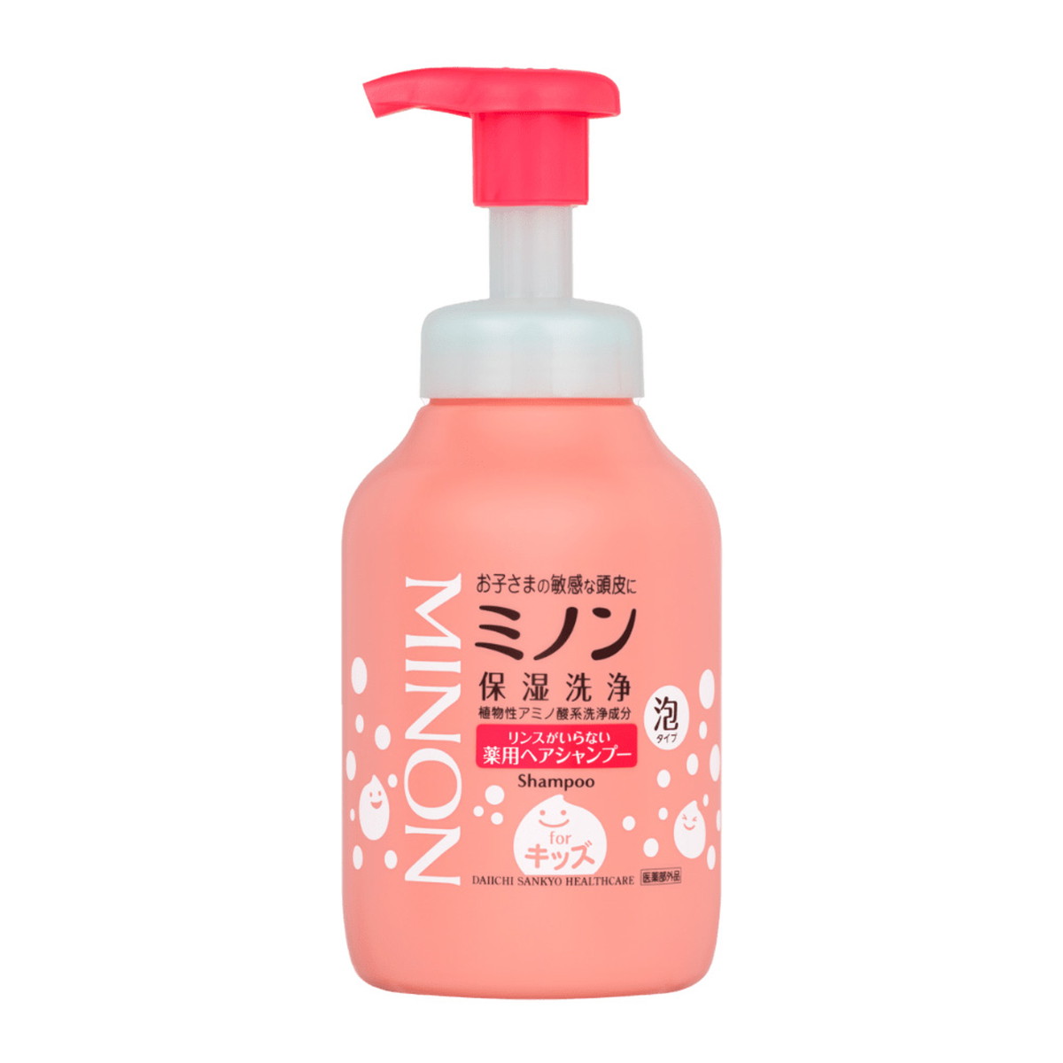 【送料込・まとめ買い×8個セット】第一三共 ミノン キッズ リンスがいらない 薬用 ヘアシャンプー 本体 380ml 泡タイプ