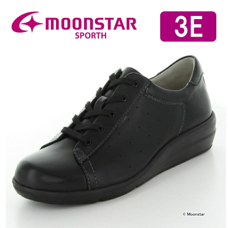 ムーンスター スポルス レディース コンフォート シューズ SP0212 ブラック moonstar 3E 撥水加工 おしゃれ 梅雨