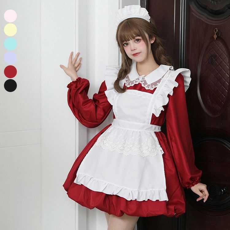 ミニ丈 レース ボウタイ フリル 半袖 正統派メイド メイド服 ワンピース コスプレ ワンピ メイド喫茶 メイドカフェ レディース