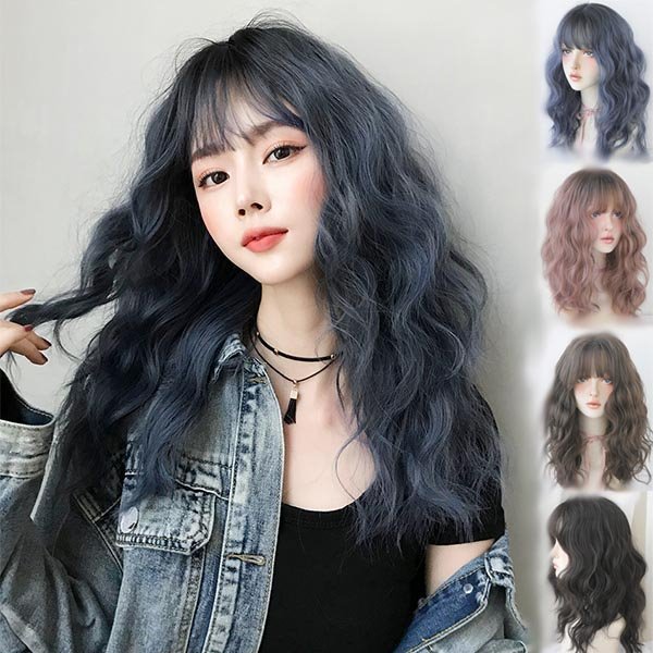 ウイッグ エクステ つけ毛 自然 グラデーション フル 普段使い シースルーバング 透けバング ロング 女性 ウェーブ かつら