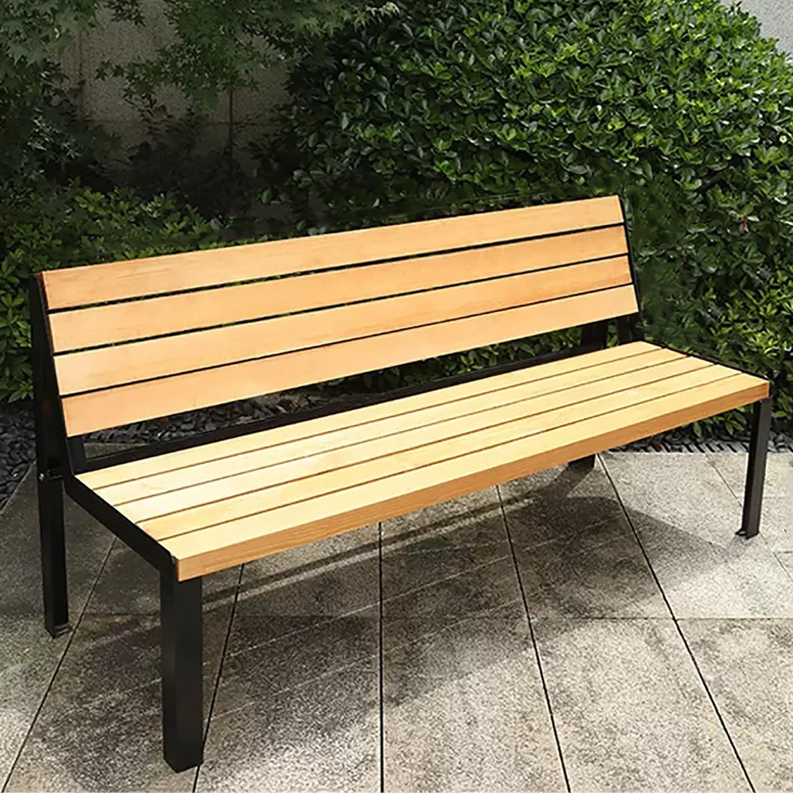 屋外ガーデンベンチパティオパークベンチ、ガーデンベンチ背もたれ付きフロントポーチベンチ、ポーチヤード芝生デッキ用全天候型｜スマイルスマイル