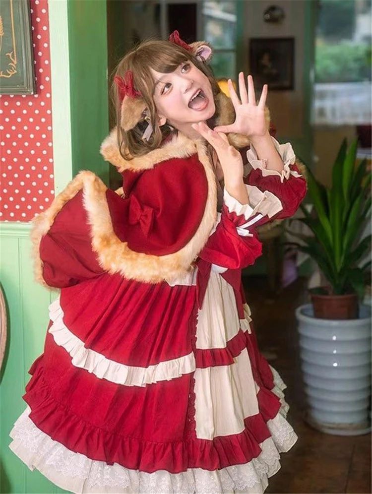 ラビッ うさみみ しぜん もり 可愛い しかのみみ こじか コスチューム もこもこ Lolita コスプレ 仮装 クリスマス 小鹿のケープ