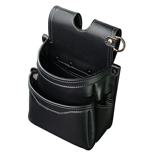 フジ矢 腰袋薄型2段(黒金)LIGHT PU LEATHER SERIES AB-32BG