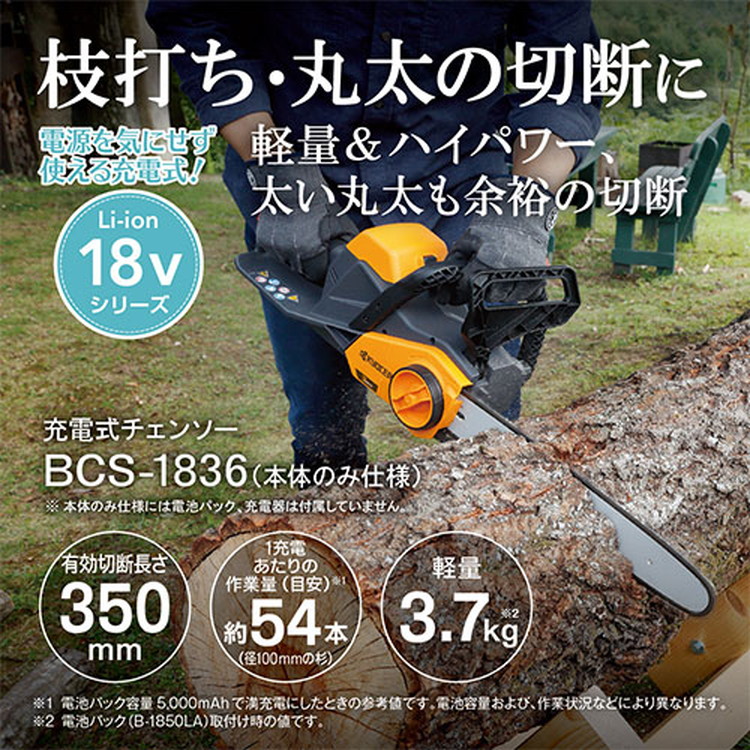 京セラ(リョービ) 申し受ける式チェンソー BCS-1836 618751B 本体のみ(独居室容器に並べる・申し受ける器別売)［チェーンソー］