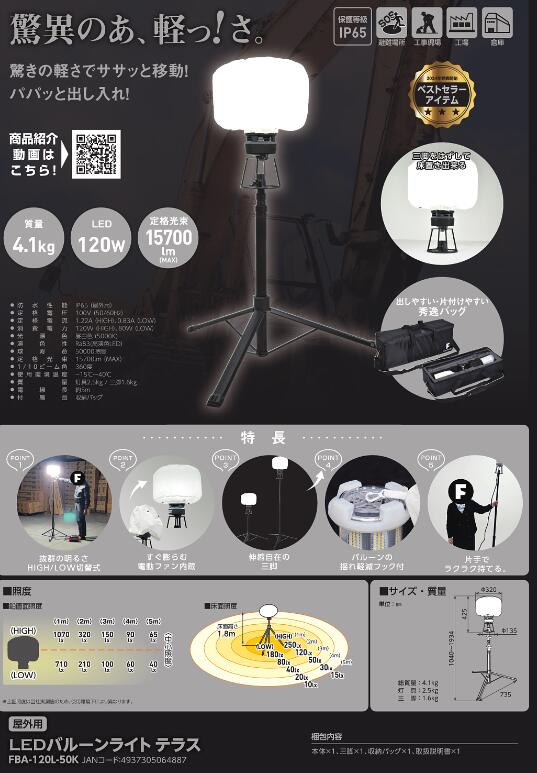 日動 LEDバルーンライト テラス FBA-120L-50K