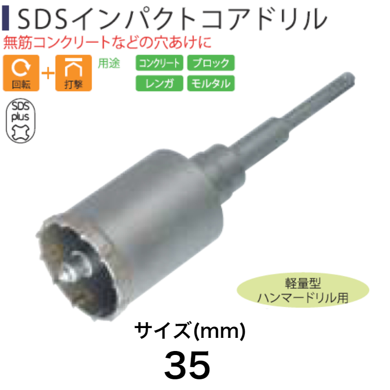 【楽天市場】Light(ライト精機) Super SDSインパクトコアドリル 35mm【取寄品 コンクリート ブロック レンガ モルタル