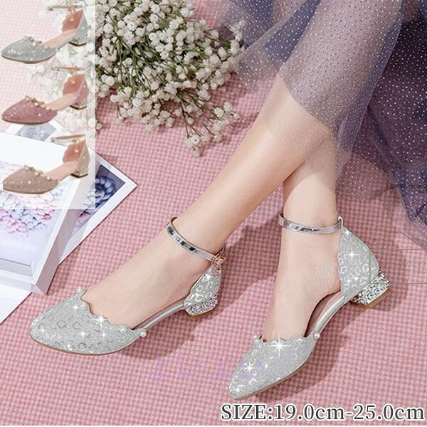 子供 パンプス キッズ ヒール2.5cm キラキラ 太いヒール 小さいサイズ 大きいサイズ ストラップ 女の子 3colors ゴールド シルバー ピンク 結婚式 ピアノ発表会 可愛い パーティー シューズ 靴 発表会 演奏会 演出 19.0～25.0 di136g5g5zo