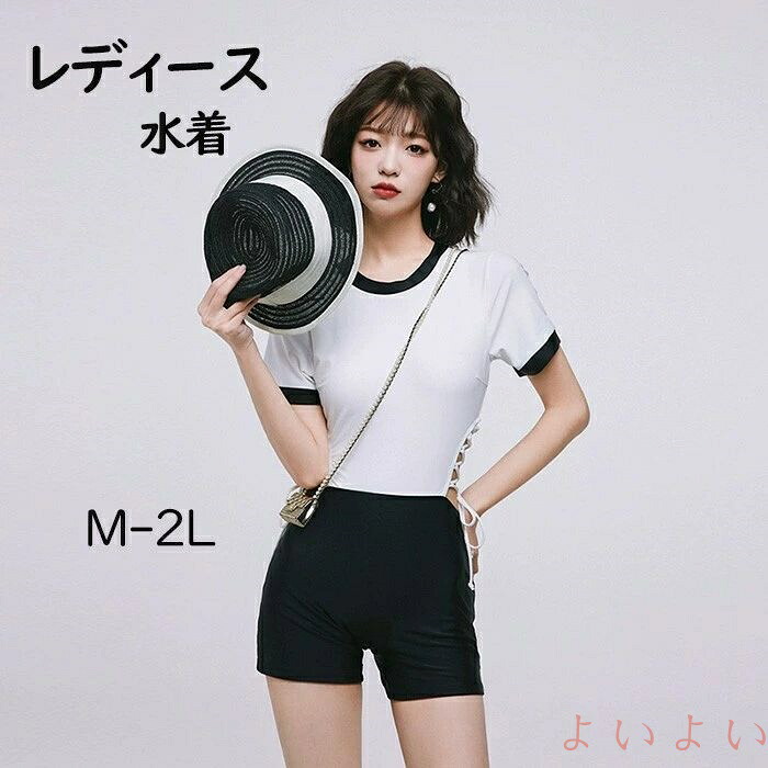 【送料無料】水着 一体型水着 レディース 服みたいな 半袖 体型カバー ワンピース ワイヤーなし パッド付 着痩せ シンプル セクシー 写真映え 撮影用 海 夏 サマー 韓国風