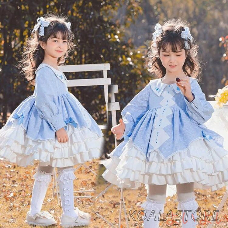 子供長袖ワンピースキッズロリータ服ロリータワンピース甘ロリータ姫様ドレスお姫様コスチュームキッズドレス女の子学園祭ハロウィン衣装ゴスロリ可愛いコスチュ