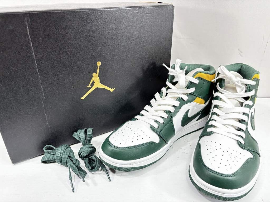 s25t-0861y【中古】NIKE AIR JORDAN 1 MID Seattle Supersonics ナイキ エアジョーダン1 ミッド シアトル スーパーソニックス スニーカー メンズ 554724-371 27.0【9800円以上で沖縄・離島などの構成要素一画も貨物輸送無料での送りとどけるとなります。】
