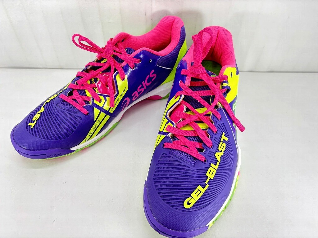 s25t-0961y【中古】asics GEL-BLAST 6 PURPLE NEON  GREEN アシックス 先だつもの ブラジャー同盟罷業 スニーカー E463Y 27.0 メンズ【9800円以上で沖縄・離島などの構成要素地方も貨物輸送無料での送りとどけるとなります。】