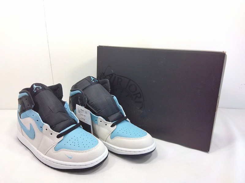 s25g-A879k【中古】NIKE ナイキ AIR JOTDAN 1 MID SE エアジョーダン 1 ミッド スニーカー IM6567-121 28.0糎 主脳会談白いこと/黒いこと/ブルーチル【9800円以上で沖縄・離島も貨物輸送無料】
