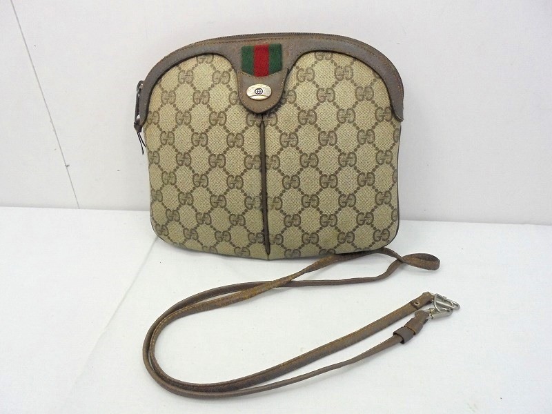 26g-267x【中古】【難あり】GUCCI ｸﾞｯﾁ ｵｰﾙﾄﾞｸﾞｯﾁ ｼｮﾙﾀﾞｰﾊﾞｯｸﾞ ｼｪﾘｰﾗｲﾝ 904･02･047【9800円以上で沖縄・離島も貨物輸送無料】