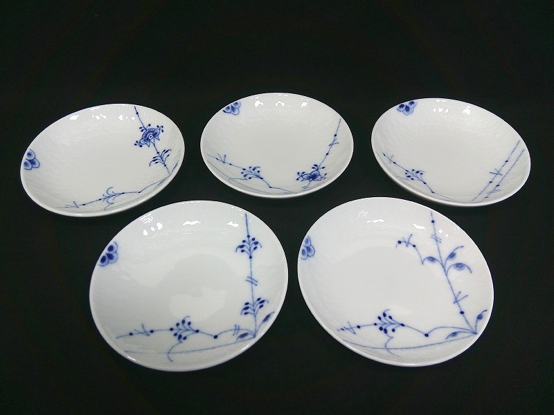 26g-444k【中古】ROYAL COPENHAGEN ロイヤルコペンハーゲン ブルーパルメッテ 豆皿 小皿 ミニ一皿 5枚仕掛ける 箱なし【9800円以上で沖縄・離島も貨物輸送無料】