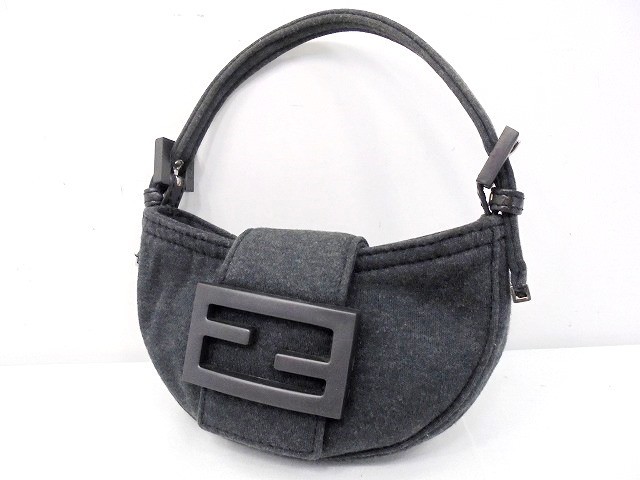 26g-614x【中古】FENDI ﾌｪﾝﾃﾞｨ ﾐﾆｸﾛﾜｯｻﾝ ﾐﾆﾊﾞｯｸﾞ ﾎﾟｰﾁ ｸﾞﾚｰ ｳｰﾙ 2354 26673 099【9800円以上で沖縄・離島も貨物輸送無料】