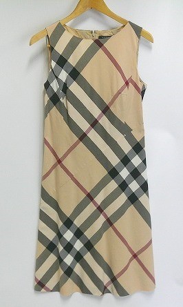 26g-765x【中古】BURBERRY LONDON ﾊﾞｰﾊﾞﾘｰ ﾛﾝﾄﾞﾝ　ﾒｶﾞﾁｪｯｸ　ﾉﾊﾞ　ﾉｰｽﾘｰﾌﾞ　ﾜﾝﾋﾟｰｽ　ﾍﾞｰｼﾞｭ　40ｻｲｽﾞ【9800円以上で沖縄・離島も送料無料】｜四次元　ねっとフリマ