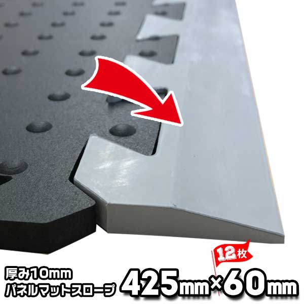 サイドスロープ パネルマット用部材グレー 425×60mm×厚み10mm 12枚 AR-1514 段差解消 テーパー付き 工場内歩行者通路・誘導に最適 アラオ ARAO|養生・建築資材のマモルデ