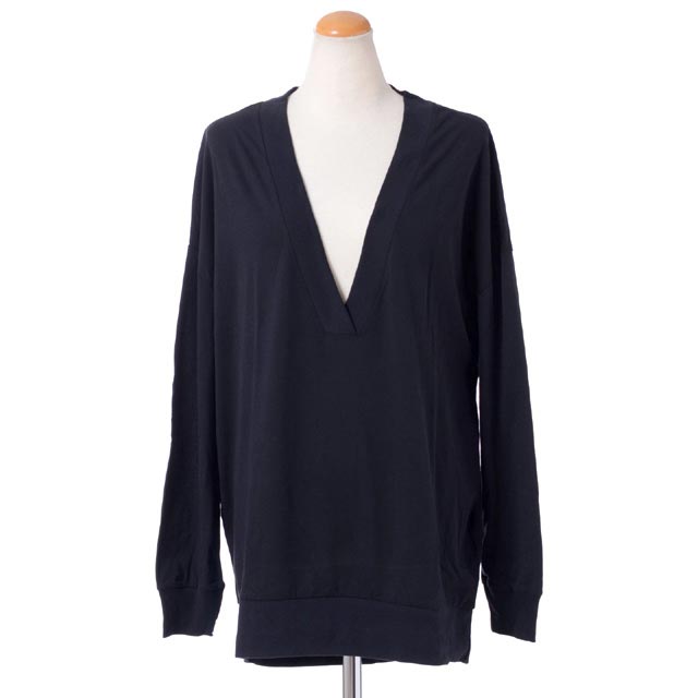 アンドゥムルメステール (ann demeulemeester) Vネック長袖カットソー コットンジャージー ブラック2131361006013 2016SS レディース春夏新作 送料無料 正規取扱｜ヨコアンティ
