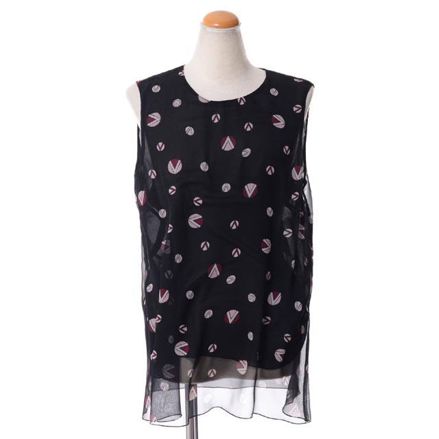 ジャンバティスタ ヴァリ (Giambattista Valli) ノースリブブラウス シルクオーガンジー ブラックプリントsv22413131 2017SS レディース春夏新作 送料無料 正規取扱|ヨコアンティ