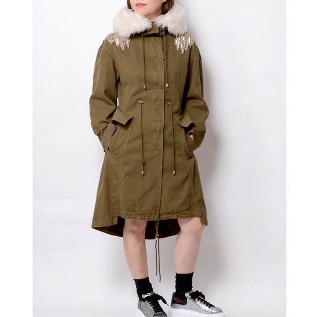 Alexander McQueen モッズコート　ビジュ付き襟 Alexander McQueen モッズコート ビジュ付き襟