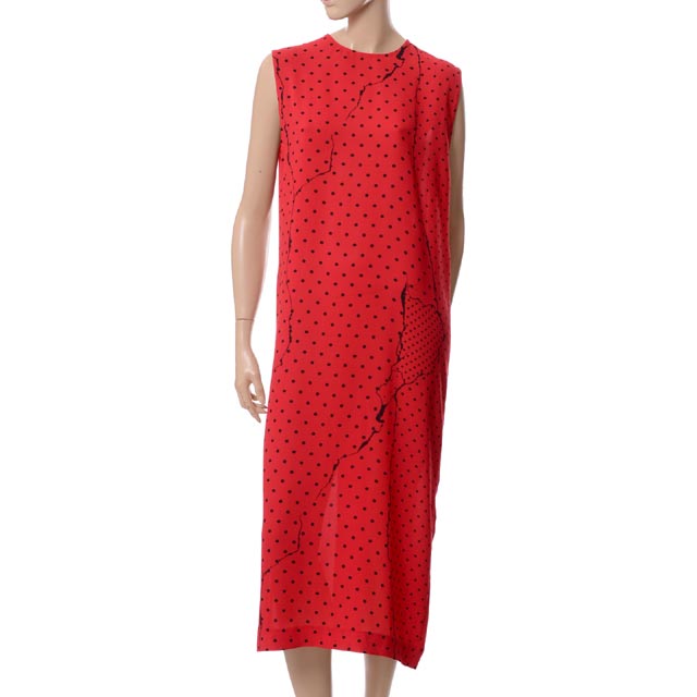 ハイダーアッカーマン (Haider Ackermann) ノースリロングワンピース シフォン レッドプリント205630190002026 2018SS レディース春夏新作 送料無料 正規取扱｜ヨコアンティ