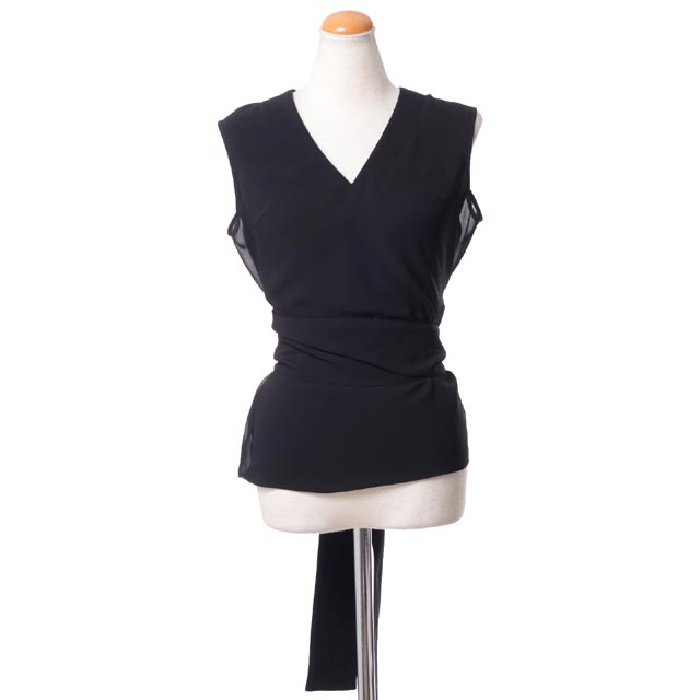 トモウミオノ (TOMOUMI ONO) リボン付きノースリーブブラウス シフォン ブラック＜br /＞2180011black＜br /＞ 2018SS レディース春夏新作 送料無料 正規取扱