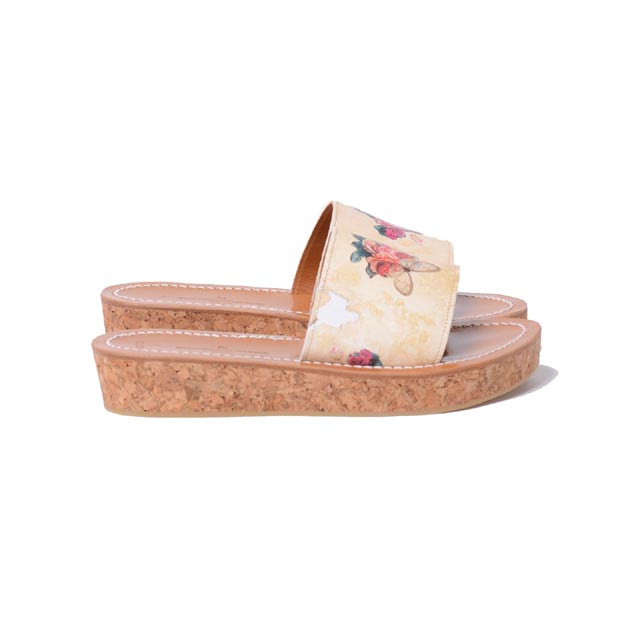 ゴールデングース (Golden Goose) フラワープリントコルクソールサンダル レザー 花プリントg32ws922a2日本上代調べてから！ 2018SS レディース春夏新作 送料無料 正規取扱｜ヨコアンティ 30,030円