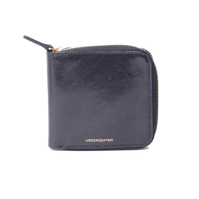 ウーゴカッチャトーリ (ugo cacciatori) 二つ折り財布 牛革 ブラック＜br /＞wl122vgnWL122 VGN Leather＜br /＞ メンズ 3,980円以上購入で送料無料 正規取扱