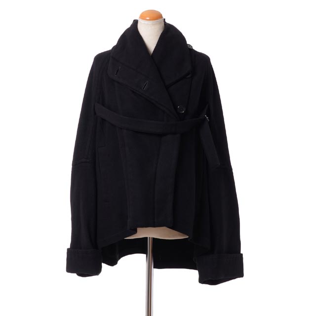 アンドゥムルメステール (ann demeulemeester) Aラインショートコート フリースウールなど ブラック18021008p182098 2018AW レディース秋冬新作 送料無料 正規取扱｜ヨコアンティ 129,525円