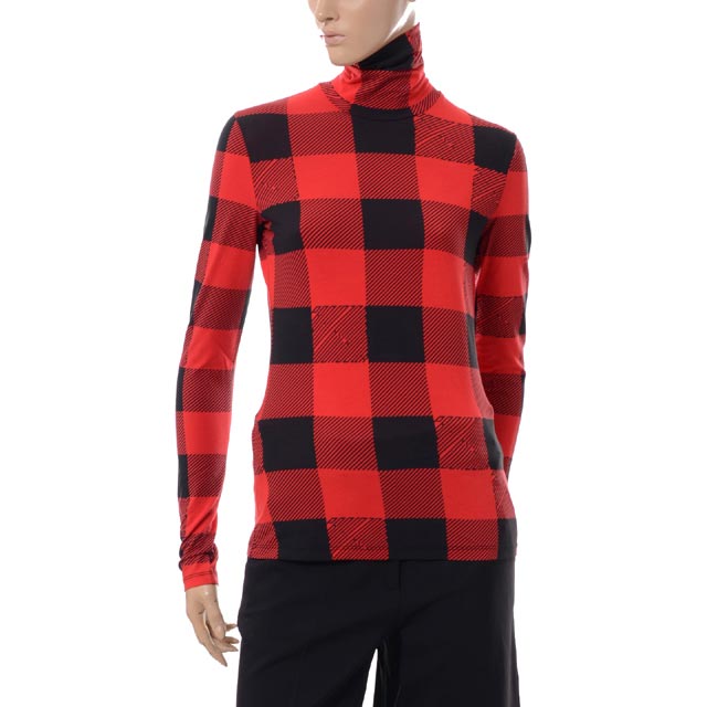 プロエンザスクーラー (Proenza Schouler) ハイネックチェックカットソー コットンストレッチ ポピーバッファロープリントwl1837407720972 2018AW レディース秋冬新作 送料無料 正規取扱｜ヨコアンティ
