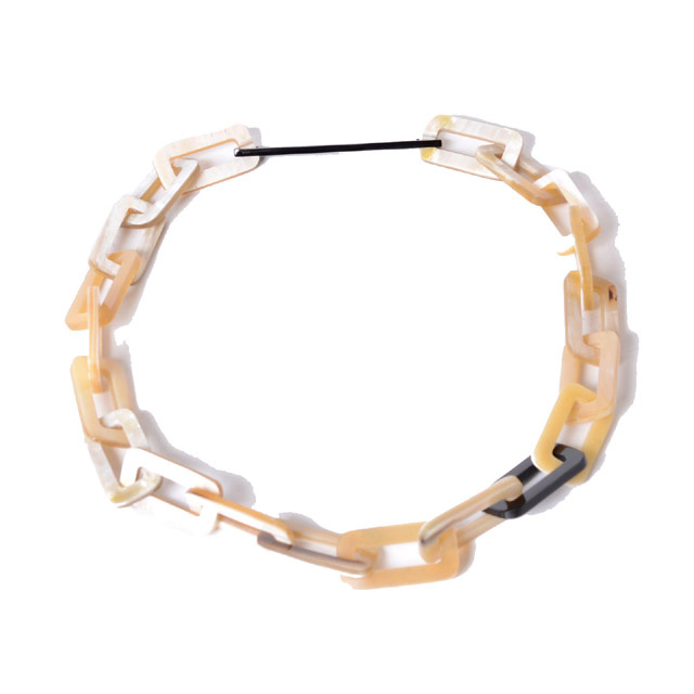 ランドシヌール (L'Indochineur) Tige長方形リングロングネックレス 水牛角 ベージュブラック＜br /＞bjx599b＜br /＞ 2019SS レディース春夏新作 送料無料 正規取扱 15,048円
