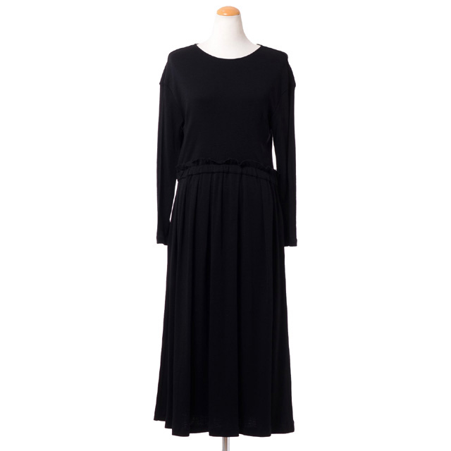 テン (ten.) 長袖フリルウエストワンピース ウールジャージー ブラックte906d304black 2019AW レディース秋冬新作 送料無料 正規取扱|ヨコアンティ