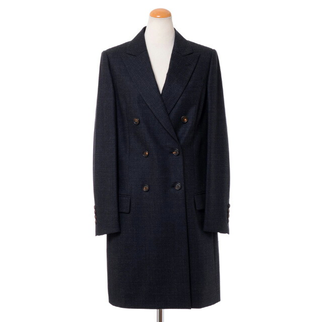 ブルネロクチネリ (Brunello Cucinelli) ロングダブルコート 羊毛伸ばすこと 黒いこと交ぜ合わせる\u003cbr /\u003e202m41609516c001\u003cbr /\u003e 2020AW レディース秋冬新作 貨物輸送無料 置き目取りまわし