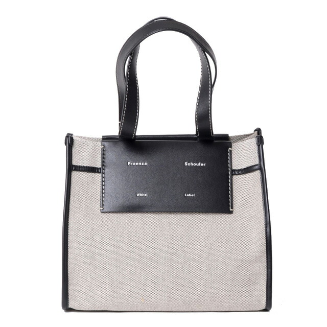 プロエンザスクーラー (Proenza Schouler) ラージモリスストライプキャンバストートバッグ キャンバス オプティックホワイトブラック＜br /＞wb213002f00005120＜br /＞ 2021AW レディース秋冬新作 送料無料 正規取扱
