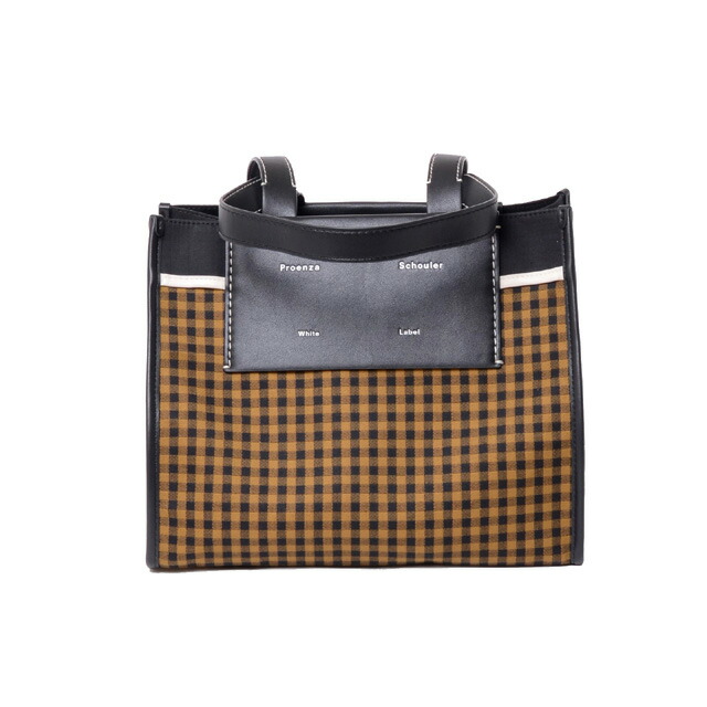 プロエンザスクーラー (Proenza Schouler) ギンガムラージモリストートバッグ キャンバス ブラックタバコ＜br /＞wb221002fb0008962＜br /＞ 2022SS レディース春夏新作 送料無料 正規取扱