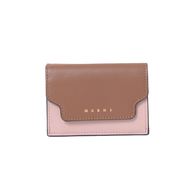 マルニ (Marni) 三つ折り紙入れ ナッパーレザーシープスキン ブラウンピンクエンジ\u003cbr /\u003epfmow02u23z474n\u003cbr /\u003e 2022SS レディース春夏新作 貨物輸送無料 置き目取りまわし