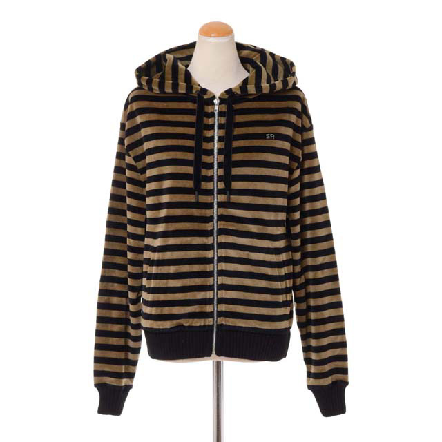ソニアリキエル (SONIA RYKIEL) フードジップパーカー ベロア カーキボーダー＜br /＞8196170139＜br /＞ 2022AW レディース秋冬新作 送料無料 正規取扱