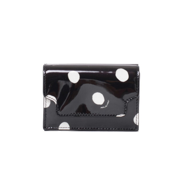 マルニ (Marni) 三つ折り財布 パテントレザー 水玉<br />pfmow02q05z0230<br /> 2023AW レディース秋冬新作 送料無料 正規取扱